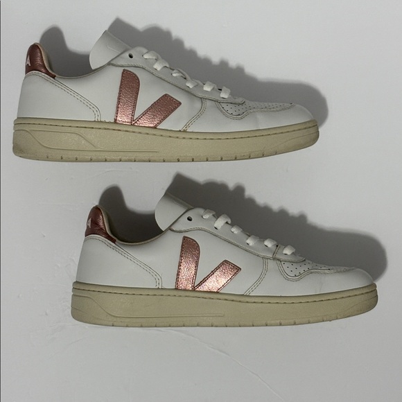 Veja V-10 White Metallic Pink Casual Vegan Sneakers Shoes Womens US 8 - Picture 4 of 7